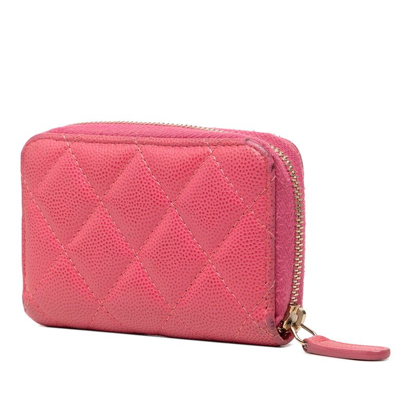 Chanel CC Logo Quilted Coin Purse Pink Caviar Leather — view 2