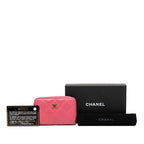 Chanel CC Logo Quilted Coin Purse Pink Caviar Leather — view 7