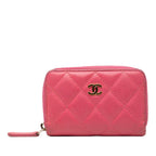 Chanel CC Logo Quilted Coin Purse Pink Caviar Leather