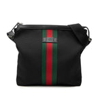 Gucci Sherry Line Crossbody Shoulder Bag Black Canvas Leather