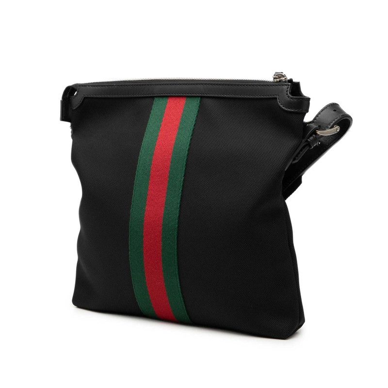 Gucci Sherry Line Crossbody Shoulder Bag Black Canvas Leather — view 2
