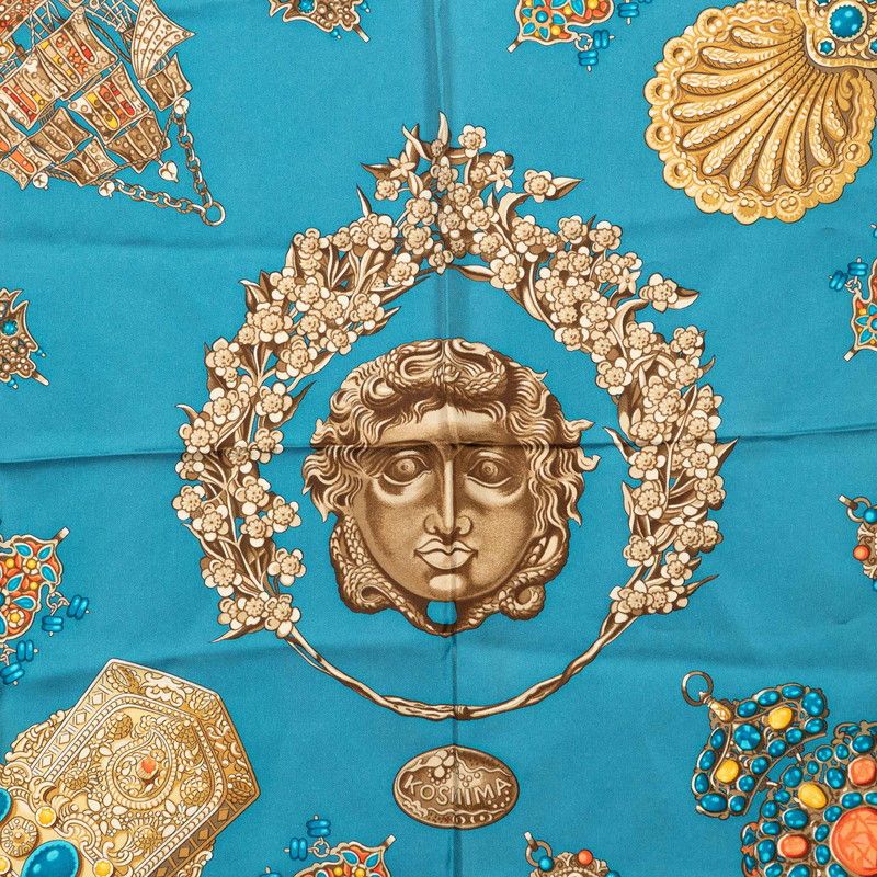 Hermes Carre 90 Kosmima Universe Scarf Blue Multicolor Silk — view 2