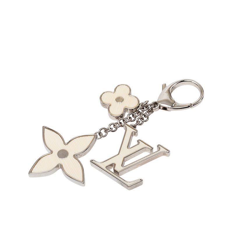Louis Vuitton Bijou Sac Fleur de Epi Bag Charm Key Holder Silver White Metal