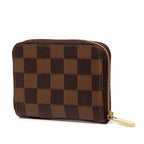Louis Vuitton Damier Zippy Coin Purse Brown Leather — view 2