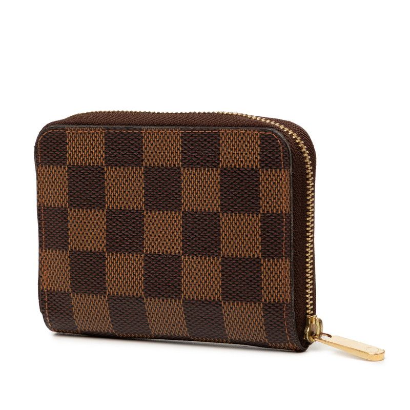 Louis Vuitton Damier Zippy Coin Purse Brown Leather — view 2