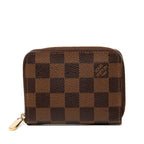 Louis Vuitton Damier Zippy Coin Purse Brown Leather