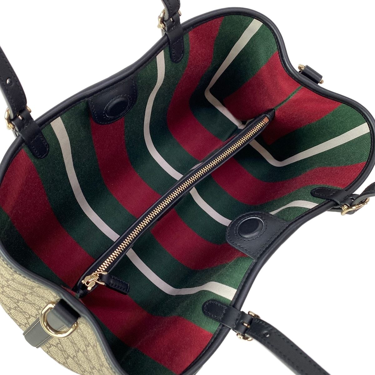 Gucci Tote GG Emblem Beige Dark Brown Black Leather — view 7