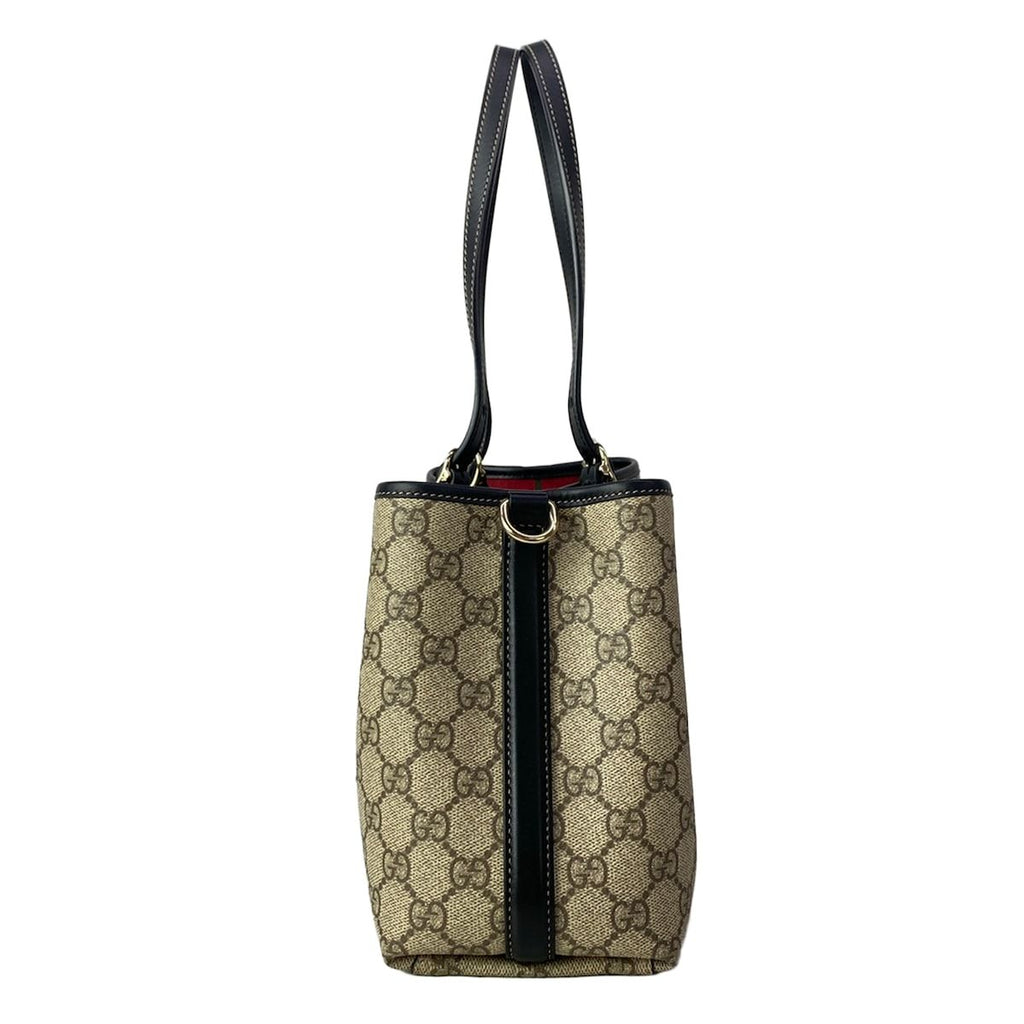 Gucci Tote GG Emblem Beige Dark Brown Black Leather — view 4