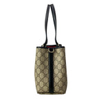 Gucci Tote GG Emblem Beige Dark Brown Black Leather — view 4