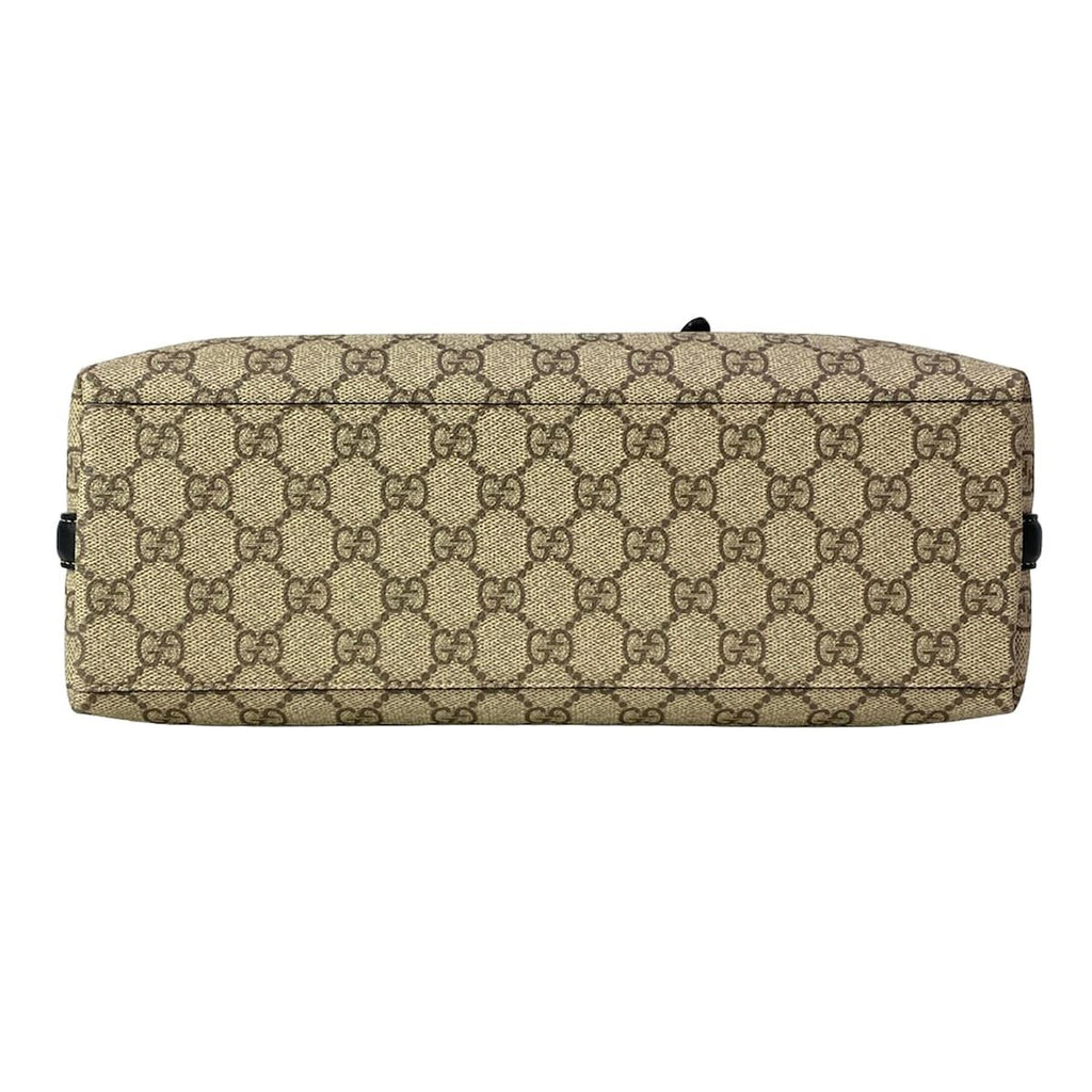 Gucci Tote GG Emblem Beige Dark Brown Black Leather — view 5