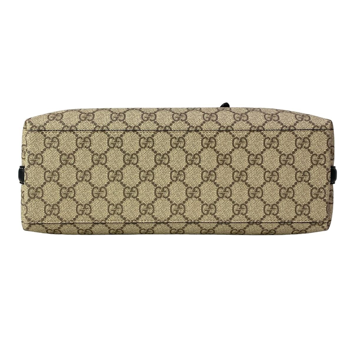 Gucci Tote GG Emblem Beige Dark Brown Black Leather — view 5