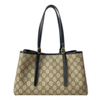 Gucci Tote GG Emblem Beige Dark Brown Black Leather — view 3