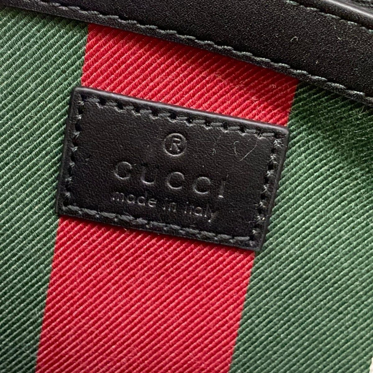 Gucci Tote GG Emblem Beige Dark Brown Black Leather — view 9