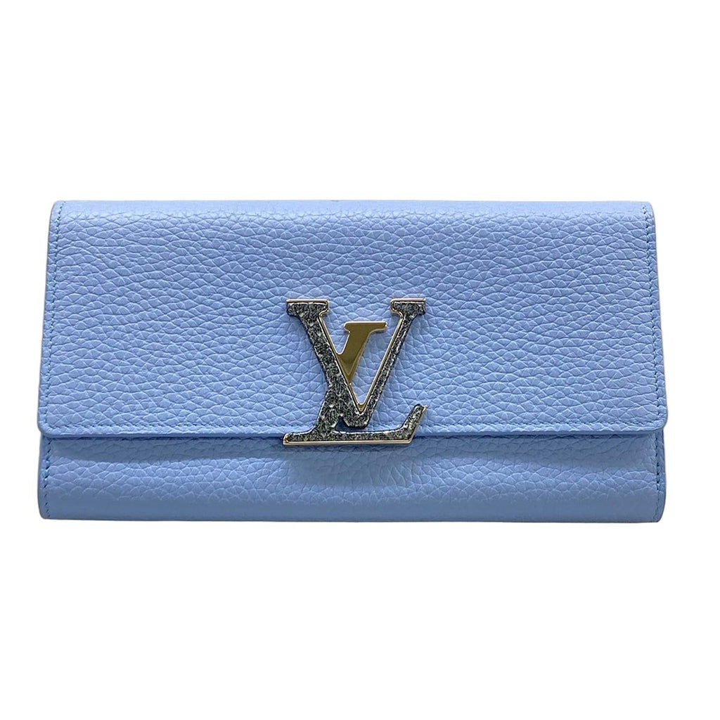 Louis Vuitton Wallet Capucines Portefeuille Blue Leather Cowhide