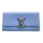 Louis Vuitton Wallet Capucines Portefeuille Blue Leather Cowhide
