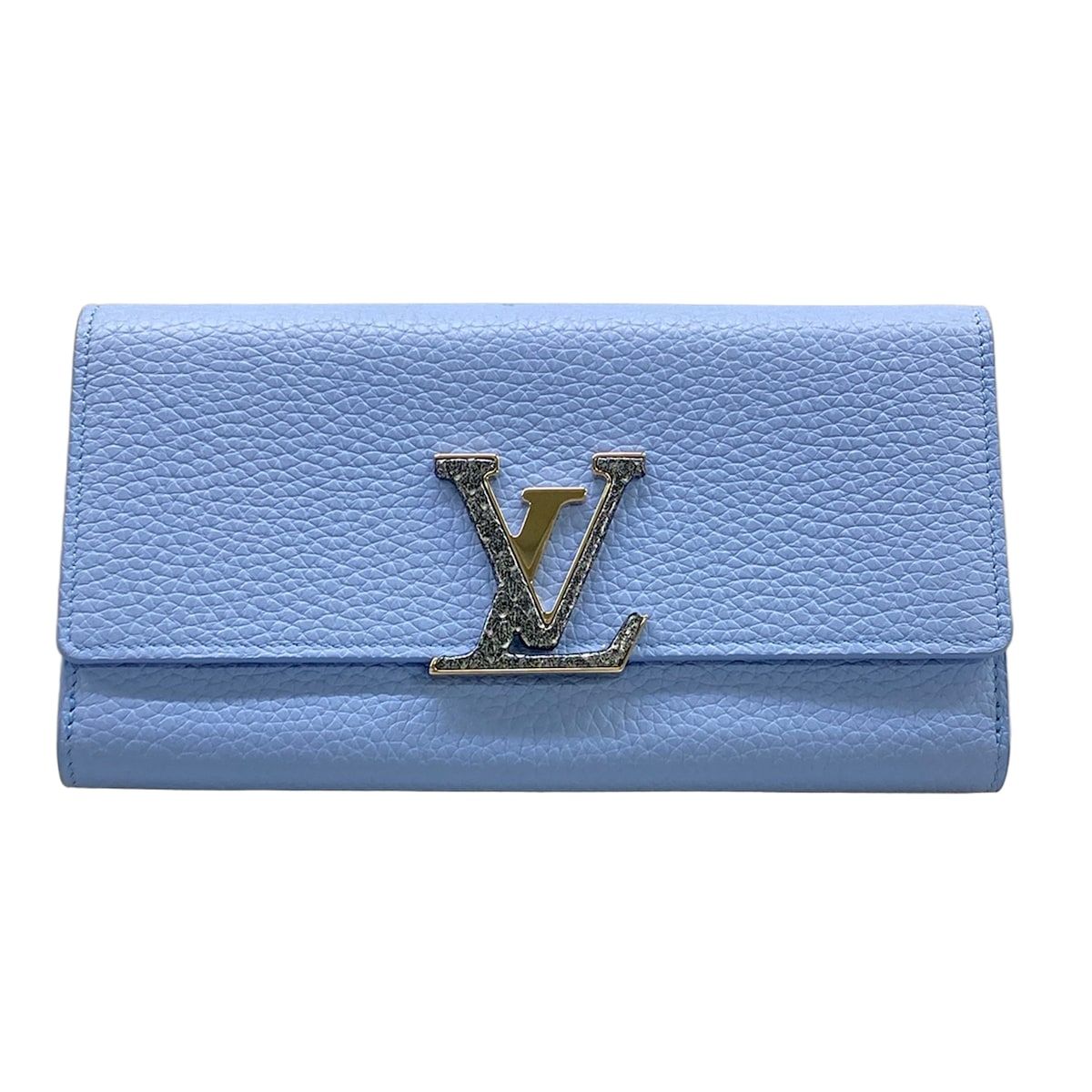 Louis Vuitton Wallet Capucines Portefeuille Blue Leather Cowhide