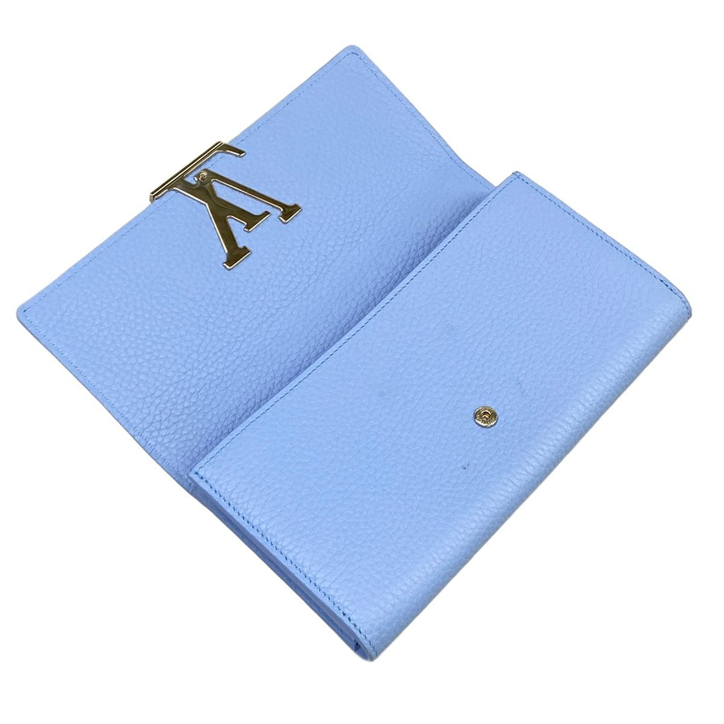 Louis Vuitton Wallet Capucines Portefeuille Blue Leather Cowhide — view 3