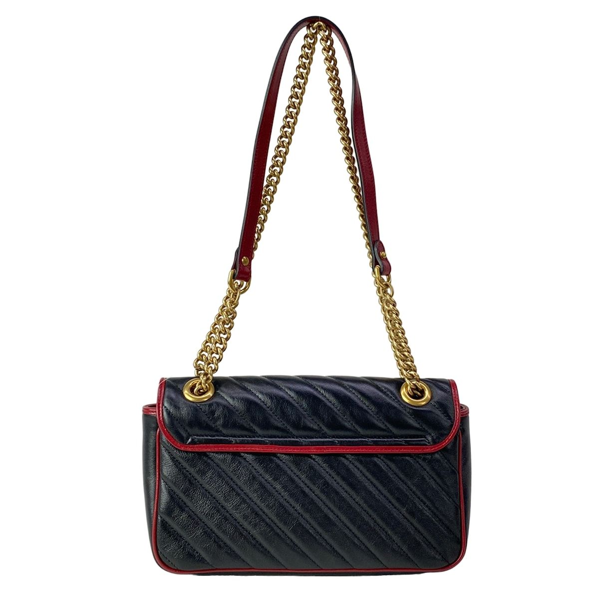 Gucci Shoulder Bag GG Marmont Quilted Small Bag Black Red Chain — view 3