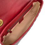 Gucci Shoulder Bag GG Marmont Quilted Small Bag Black Red Chain — view 7
