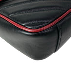 Gucci Shoulder Bag GG Marmont Quilted Small Bag Black Red Chain — view 6