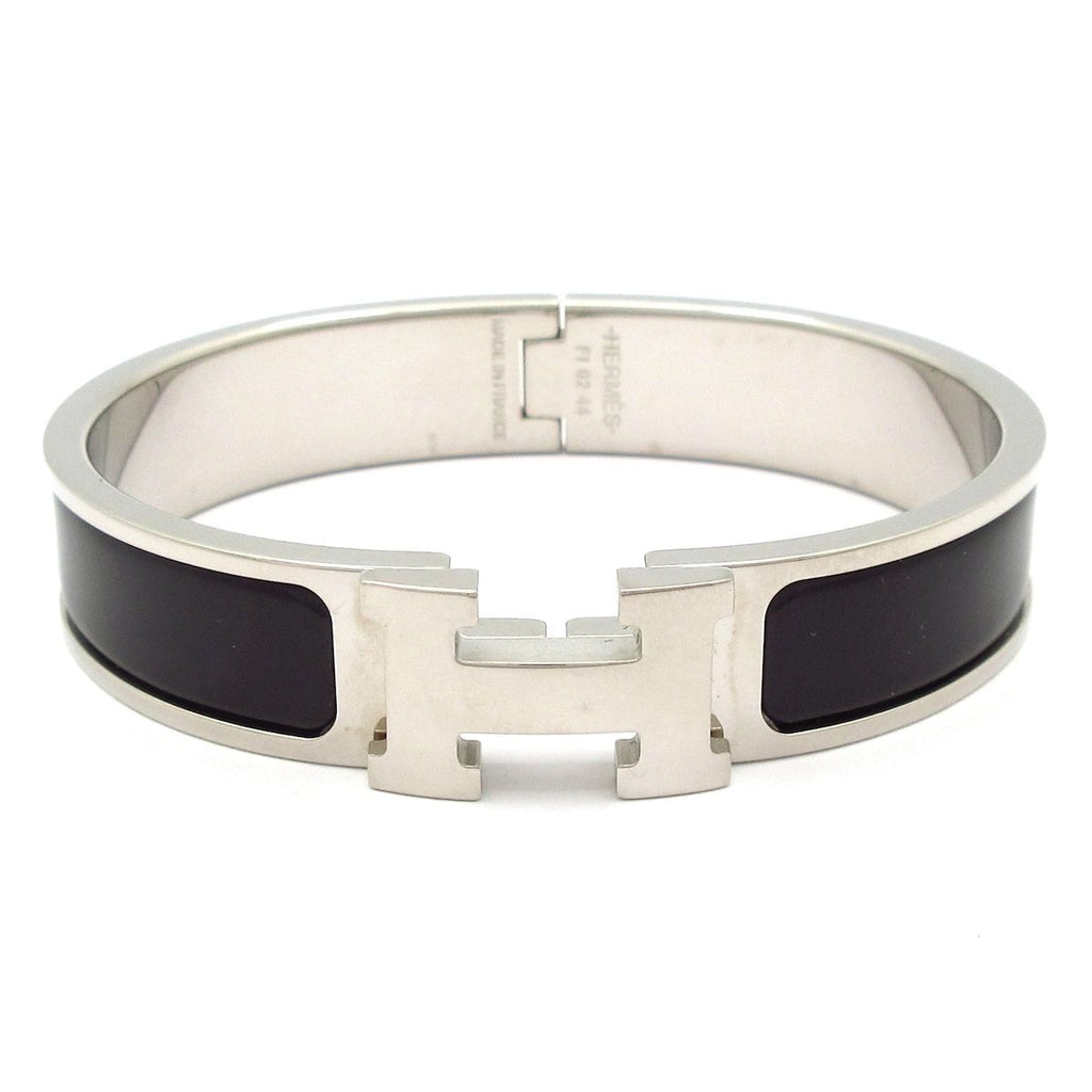 Hermes Bangle Click Silver Black Bracelet