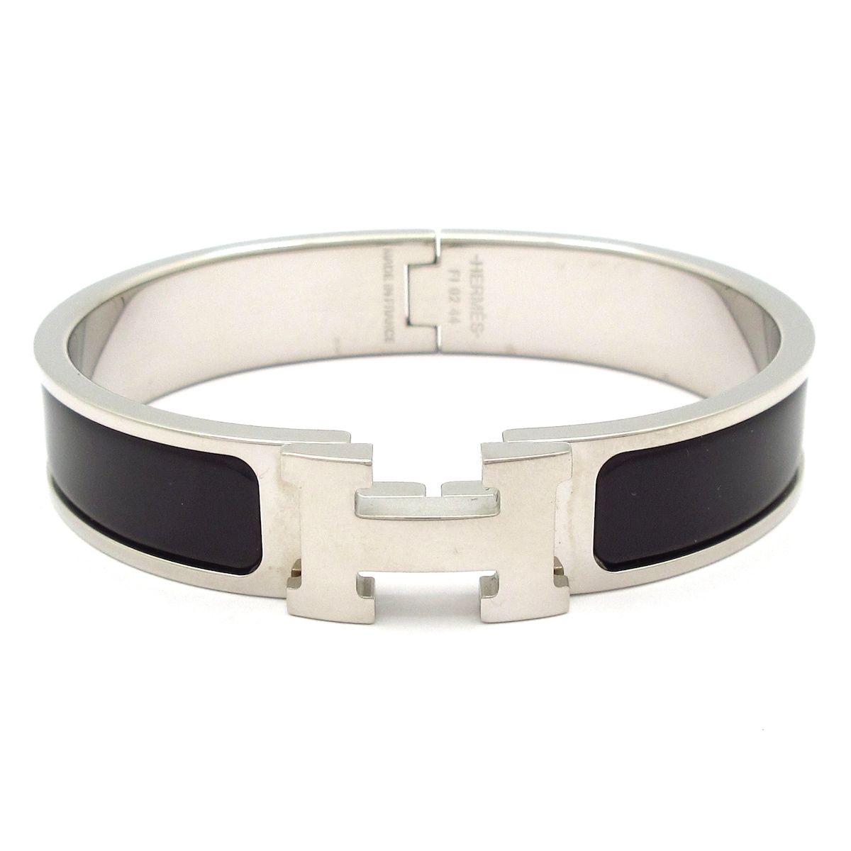 Hermes Bangle Click Silver Black Bracelet