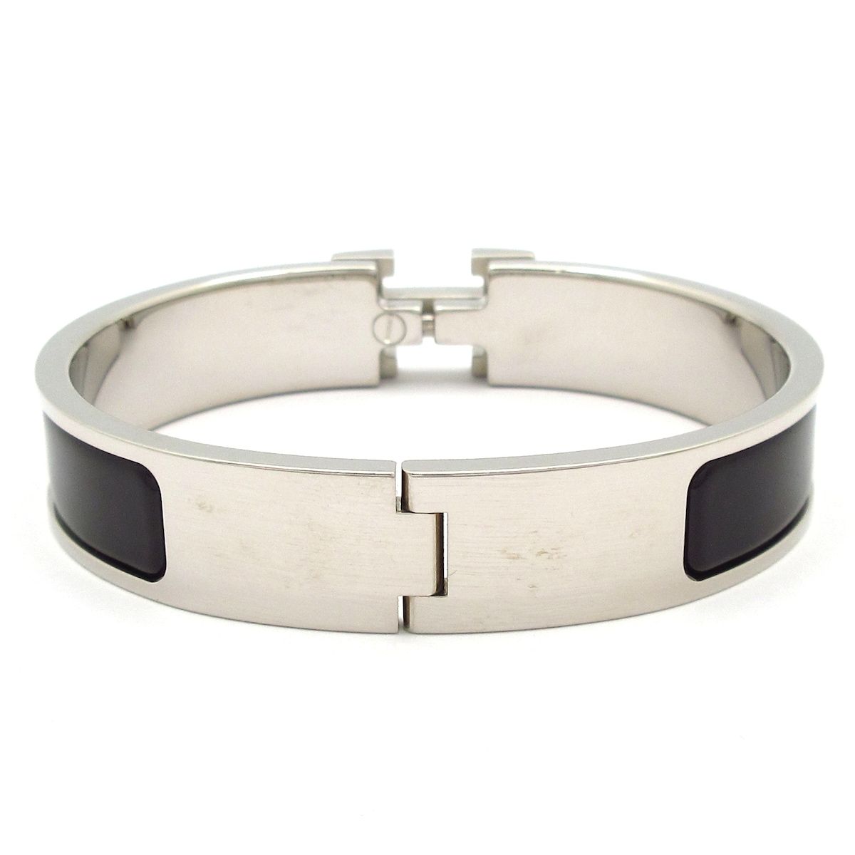 Hermes Bangle Click Silver Black Bracelet — view 3