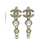 Chanel Rhinestone CC Logo Swing Earrings Silver — view 2