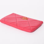 Chanel 19 Dixneuf Pouch CC Logo Lambskin Pink Gold — view 6