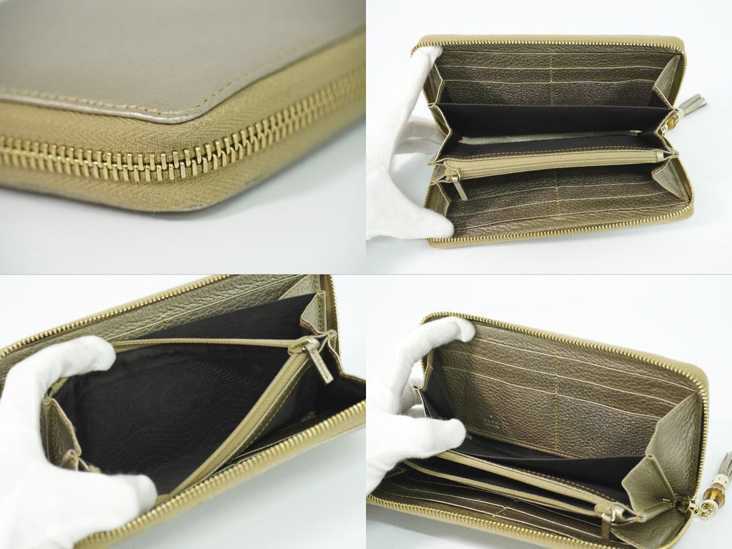 Gucci Bamboo Tassel Zip Around Wallet Leather Gold — view 8