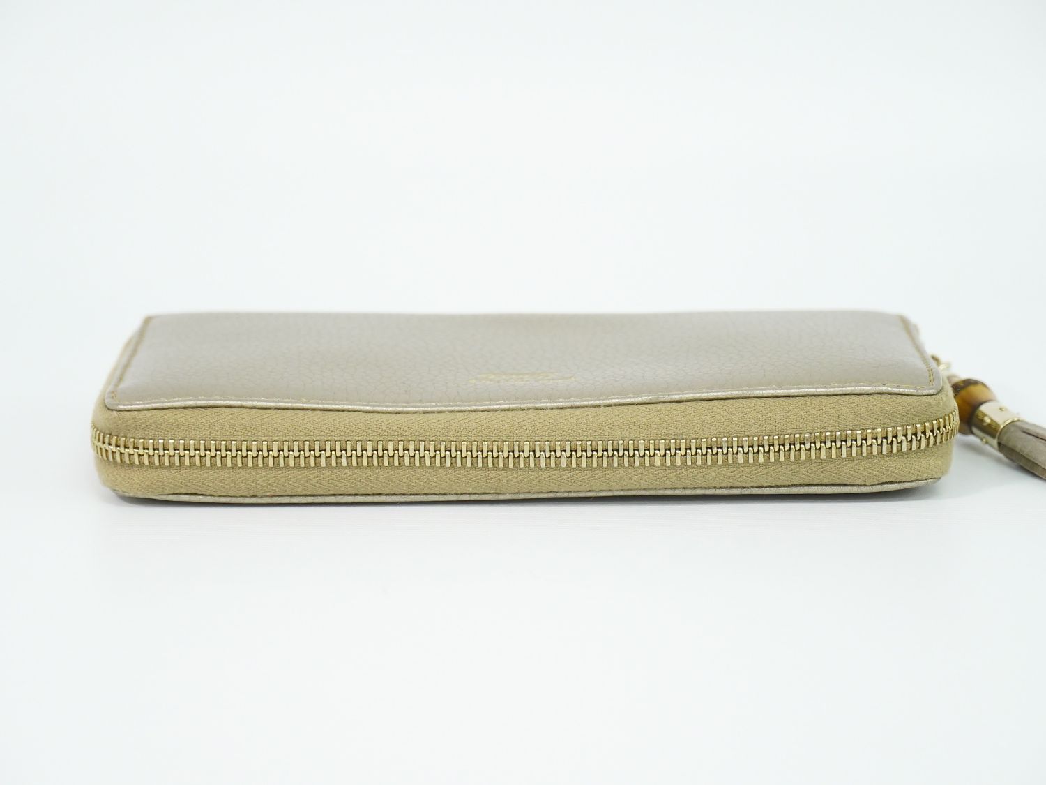 Gucci Bamboo Tassel Zip Around Wallet Leather Gold — view 5