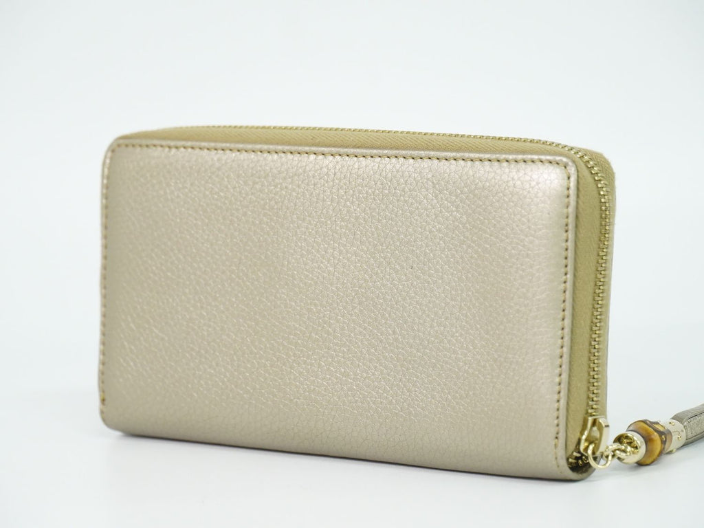 Gucci Bamboo Tassel Zip Around Wallet Leather Gold — view 2