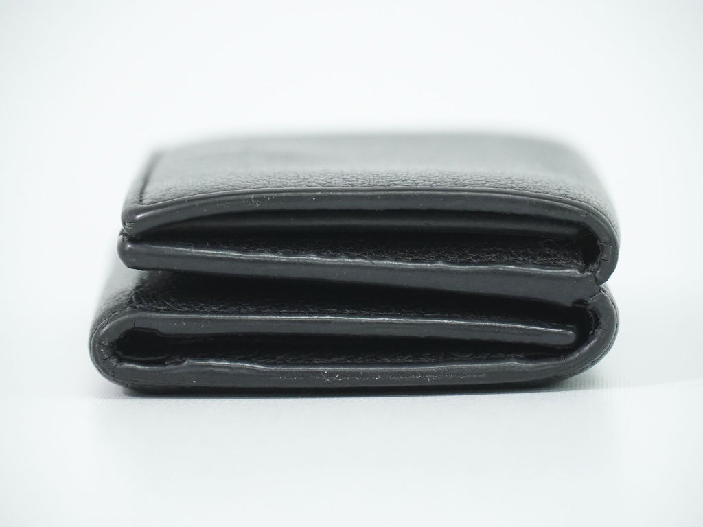 Saint Laurent Logo Trifold Wallet Compact Leather Black — view 4