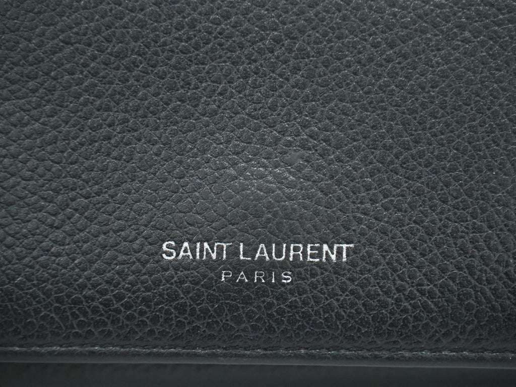 Saint Laurent Logo Trifold Wallet Compact Leather Black — view 7