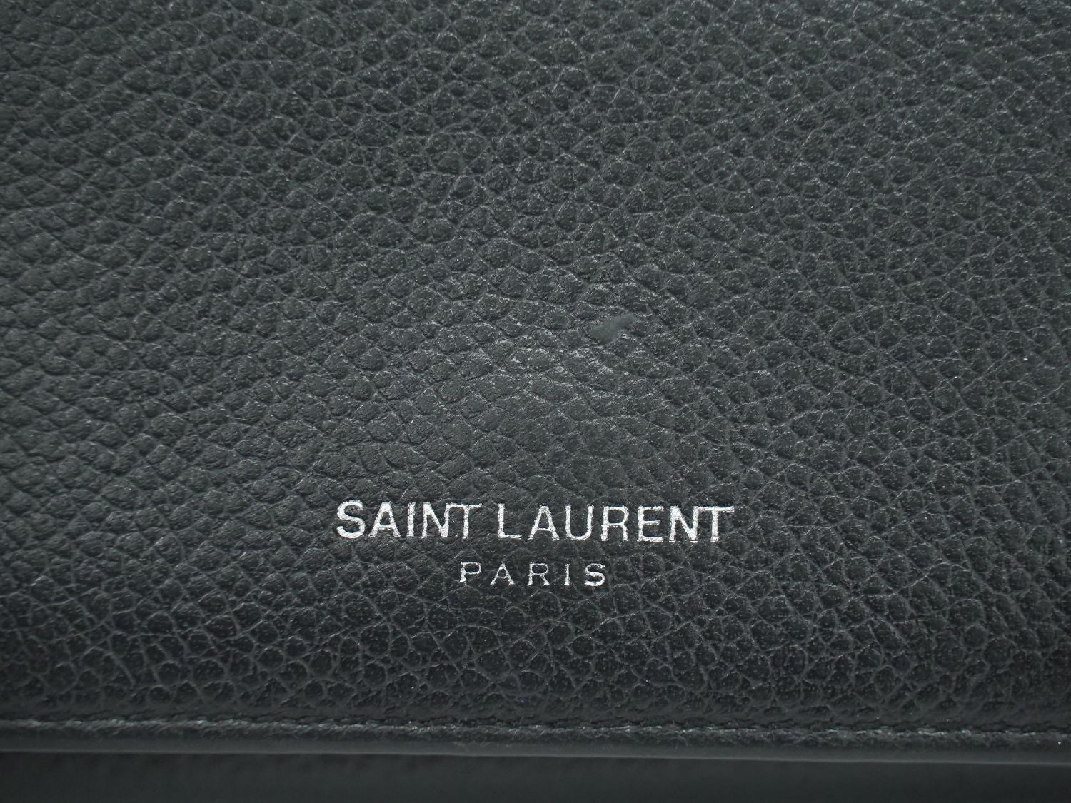 Saint Laurent Logo Trifold Wallet Compact Leather Black — view 7