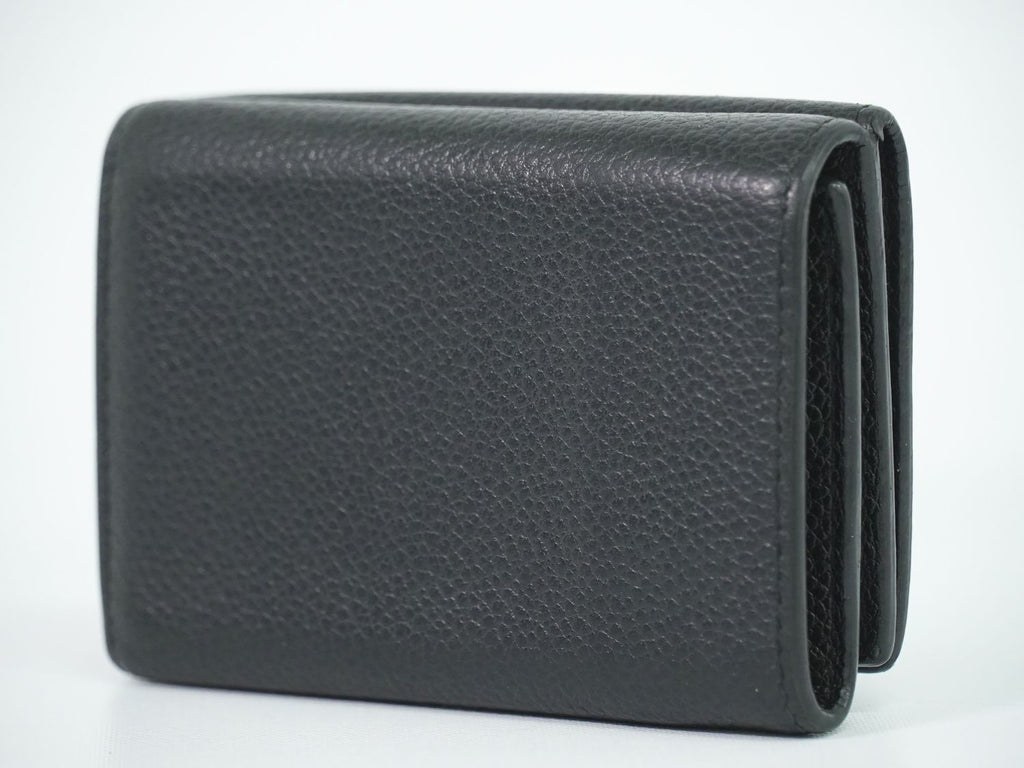 Saint Laurent Logo Trifold Wallet Compact Leather Black — view 2