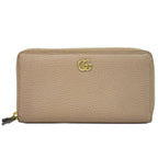 Gucci GG Marmont Zip Around Wallet Leather Pink Beige