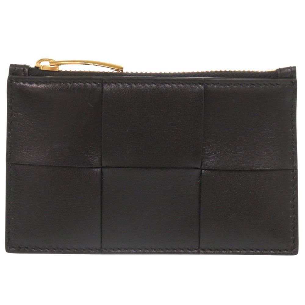 Bottega Veneta Cassette Maxi Intrecciato Leather Black Card Case Coin