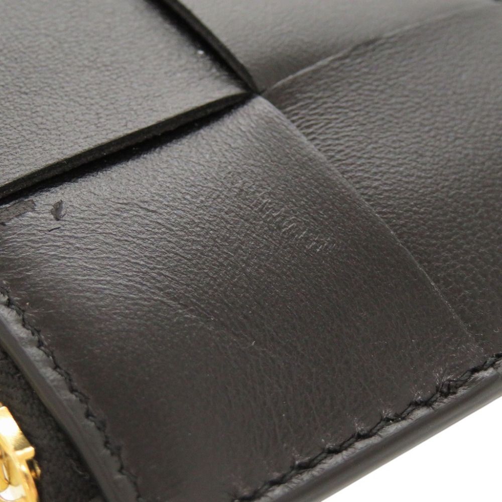 Bottega Veneta Cassette Maxi Intrecciato Leather Black Card Case Coin — view 8