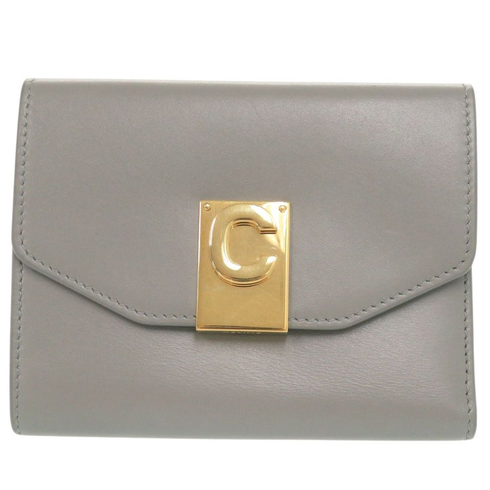 Celine C Compact Wallet Leather Gray Trifold