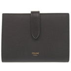 Celine Strap Wallet Leather Black Bifold