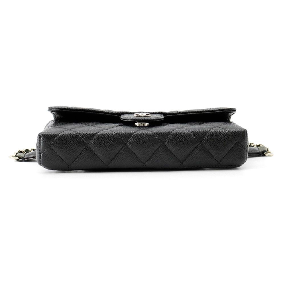 Chanel Belt Bag CC Logo Quilted Chain Caviar Leather Black — view 3