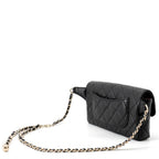 Chanel Belt Bag CC Logo Quilted Chain Caviar Leather Black — view 2