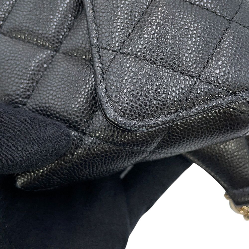 Chanel Belt Bag CC Logo Quilted Chain Caviar Leather Black — view 7