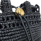 Loewe Shoulder Bag Drawstring Pocket Raffia Black — view 6