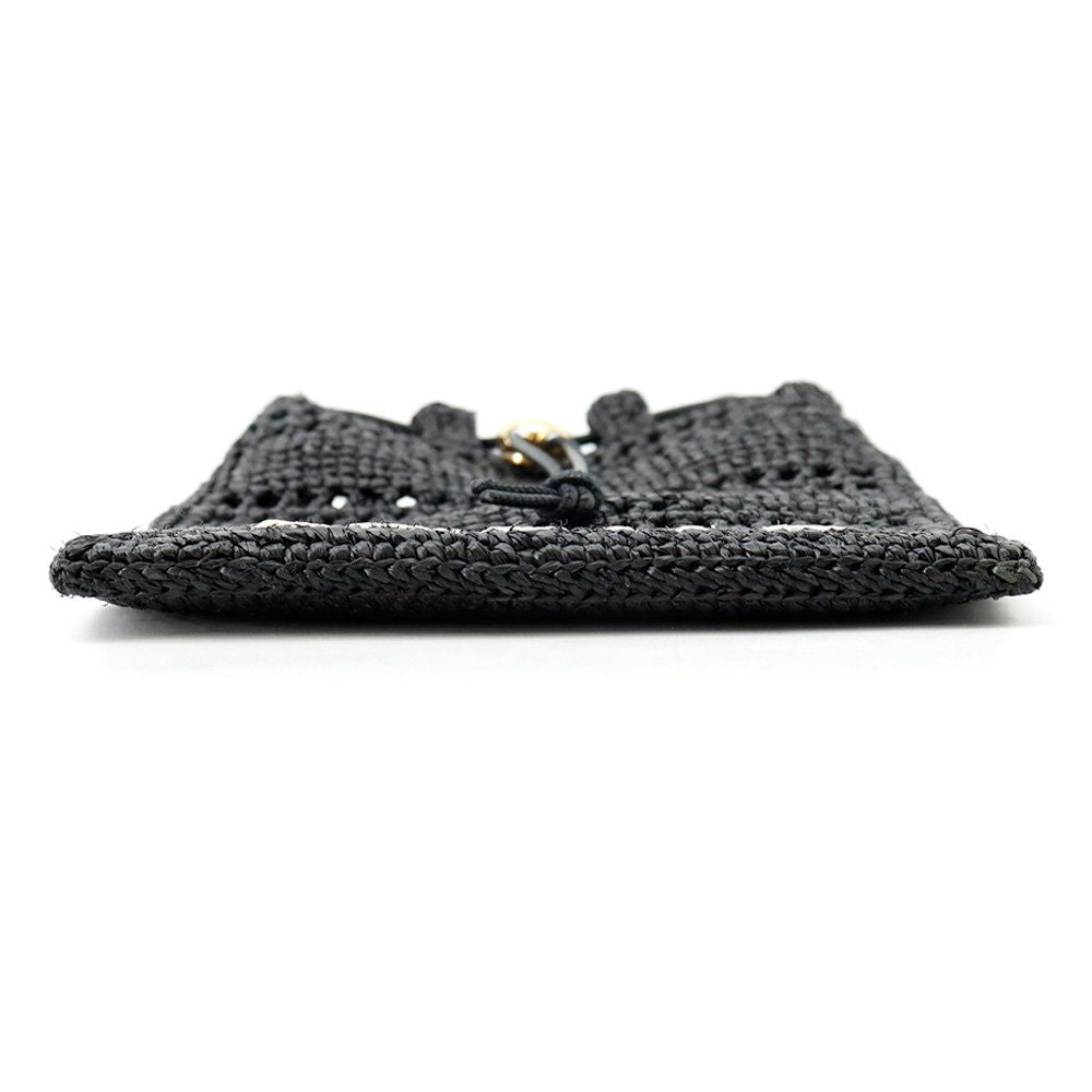 Loewe Shoulder Bag Drawstring Pocket Raffia Black — view 3
