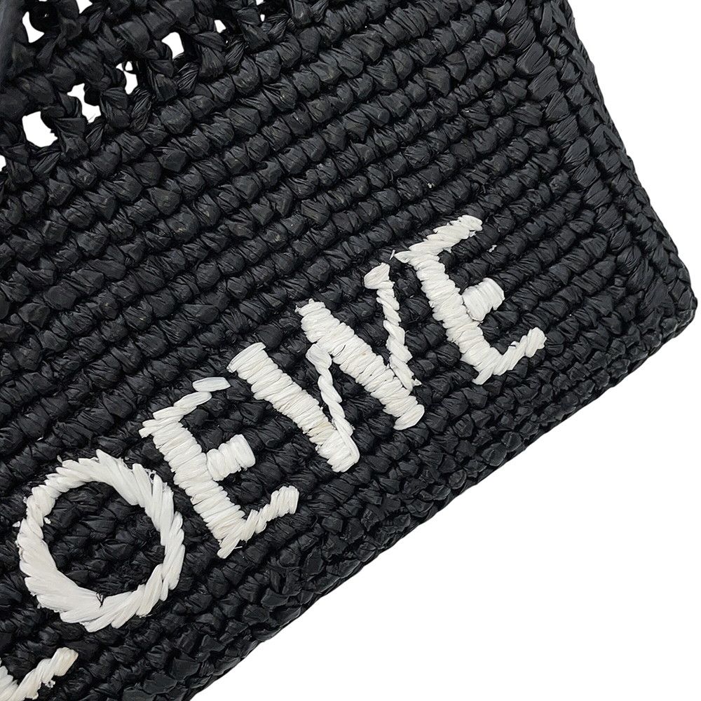 Loewe Shoulder Bag Drawstring Pocket Raffia Black — view 7