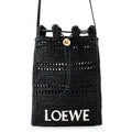 Loewe Shoulder Bag Drawstring Pocket Raffia Black