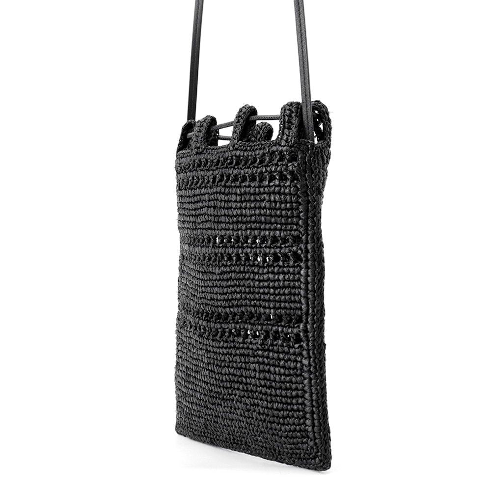 Loewe Shoulder Bag Drawstring Pocket Raffia Black — view 2