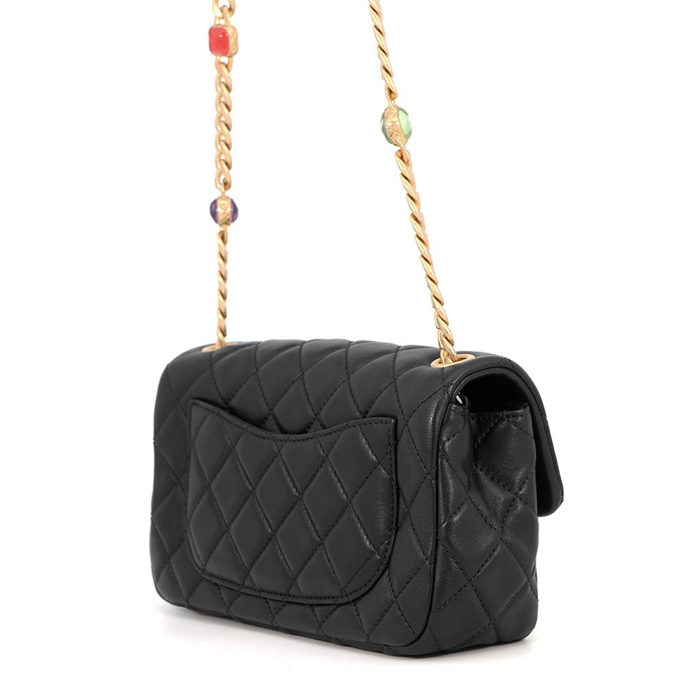 Chanel Chain Shoulder Bag CC Logo Mini Quilted Lambskin Black — view 2